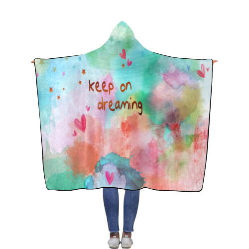 KEEP ON DREAMING - rainbow Flannel Hooded Blanket 56''x80''