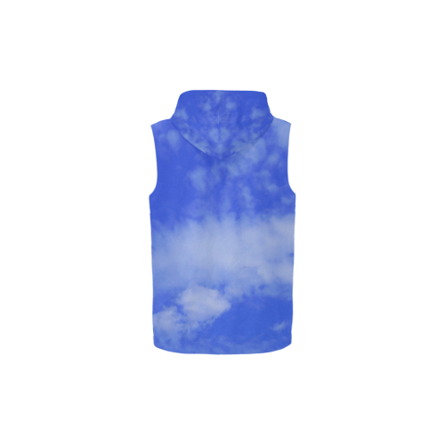 Blue Clouds All Over Print Sleeveless Zip Up Hoodie for Kid (Model H16)