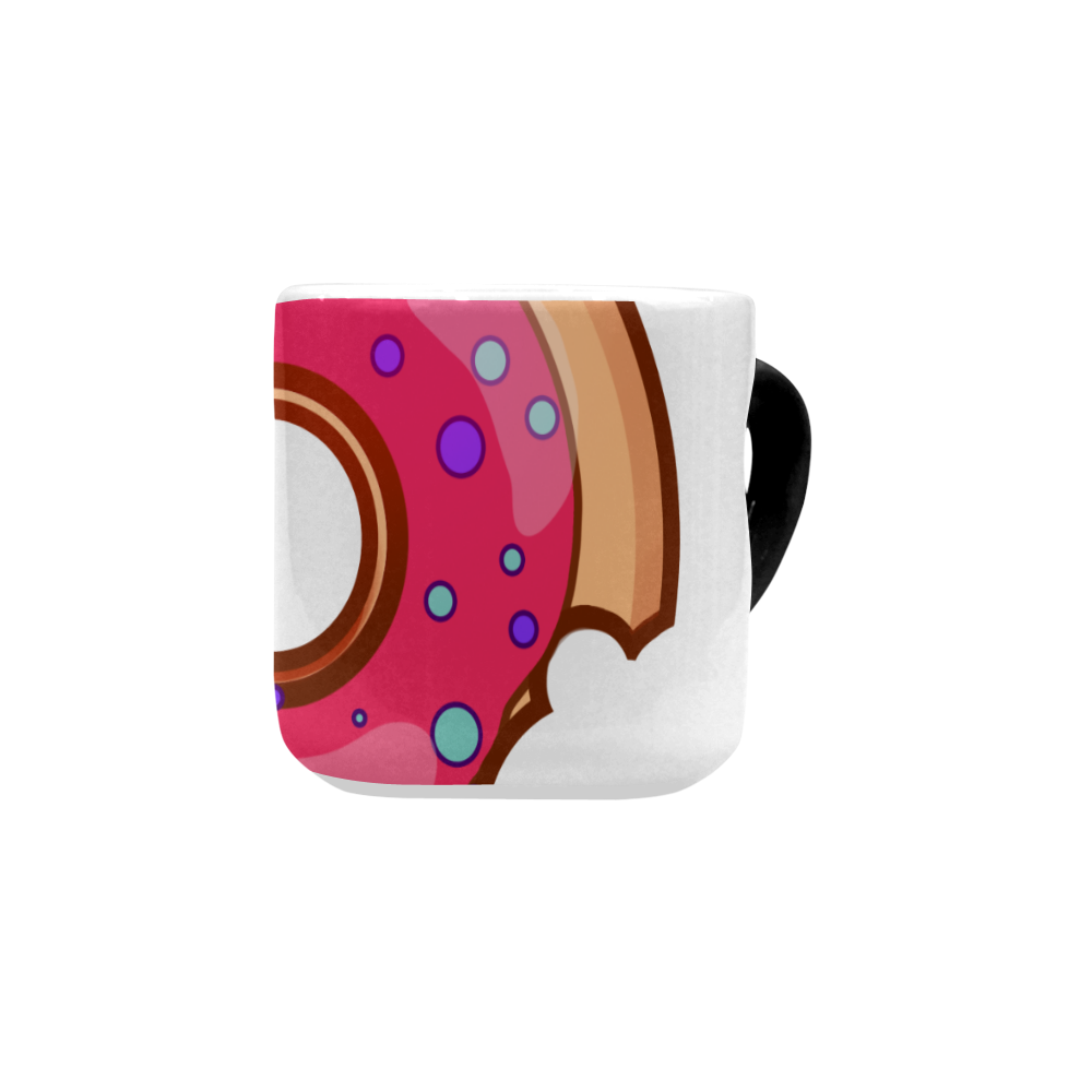 Funny Yummy Donut With A Bite Heart-shaped Morphing Mug