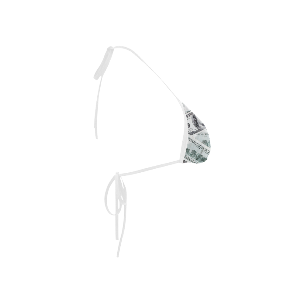 Cash Money / Hundred Dollar Bills  White Strap Custom Bikini Swimsuit Top