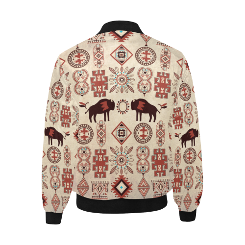 American Native Buffalo All Over Print Quilted Bomber Jacket for Men (Model H33)