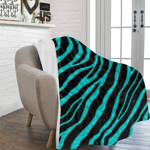 Ripped SpaceTime Stripes - Cyan Ultra-Soft Micro Fleece Blanket 60"x80"
