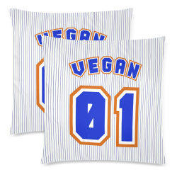 No. 1 Vegan Custom Zippered Pillow Cases 18"x 18" (Twin Sides) (Set of 2)