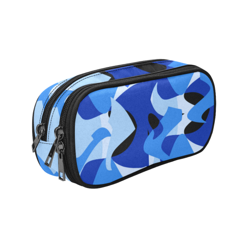 Camouflage Abstract Blue and Black Pencil Pouch/Large (Model 1680)