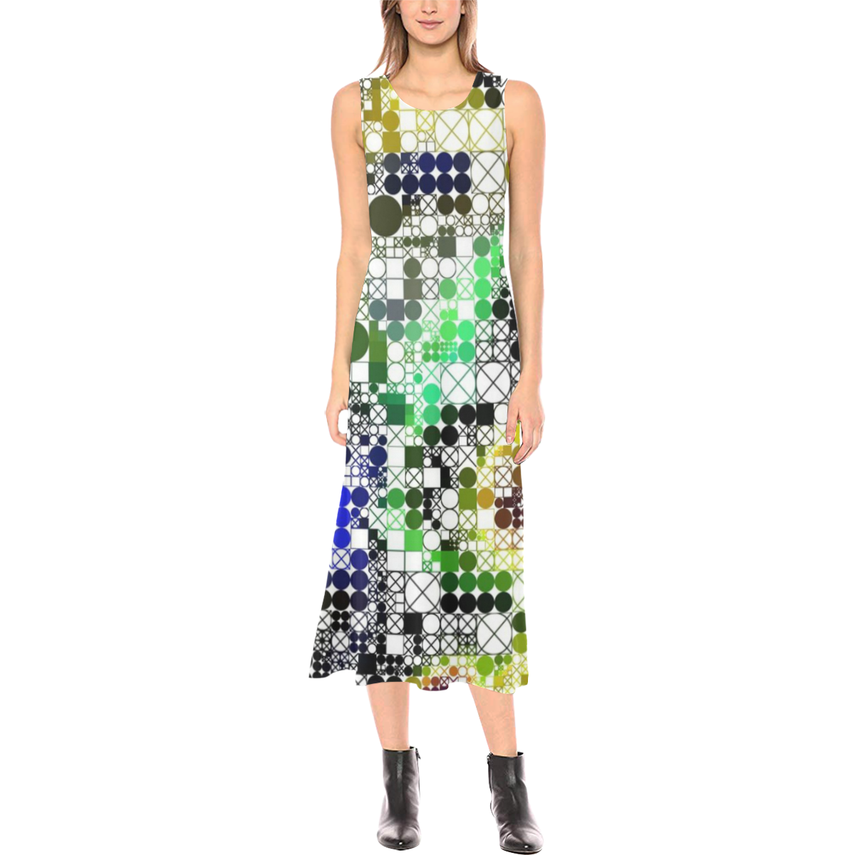 funny mix of shapes  by JamColors Phaedra Sleeveless Open Fork Long Dress (Model D08)