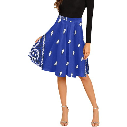 KERCHIEF PATTERN BLUE Melete Pleated Midi Skirt (Model D15)
