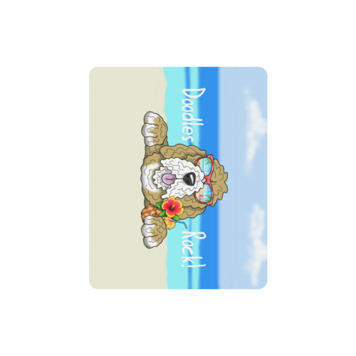 Doodle Beach- tan & white Rectangle Mousepad