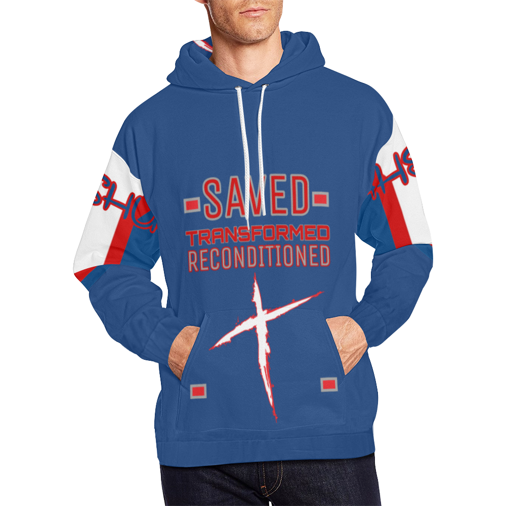 Saved Transformed Hoodie navy blue All Over Print Hoodie for Men/Large Size (USA Size) (Model H13)