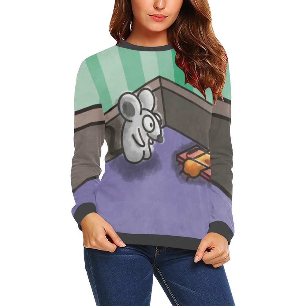 Dumb Cat All Over Print Crewneck Sweatshirt for Women (Model H18)
