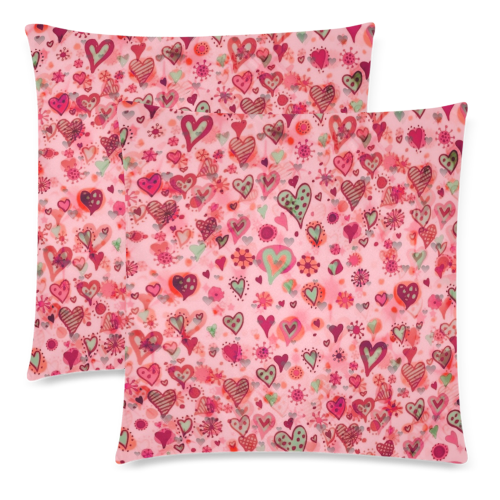 Love Pattern by K.Merske Custom Zippered Pillow Cases 18"x 18" (Twin Sides) (Set of 2)