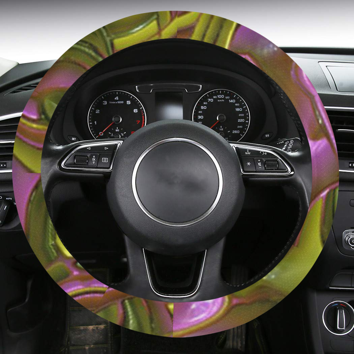 Abstract Art Deco 12 by JamColors Steering Wheel Cover with Anti-Slip Insert