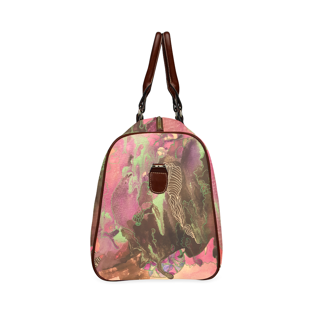 Pink Abstract Waterproof Travel Bag/Small (Model 1639)
