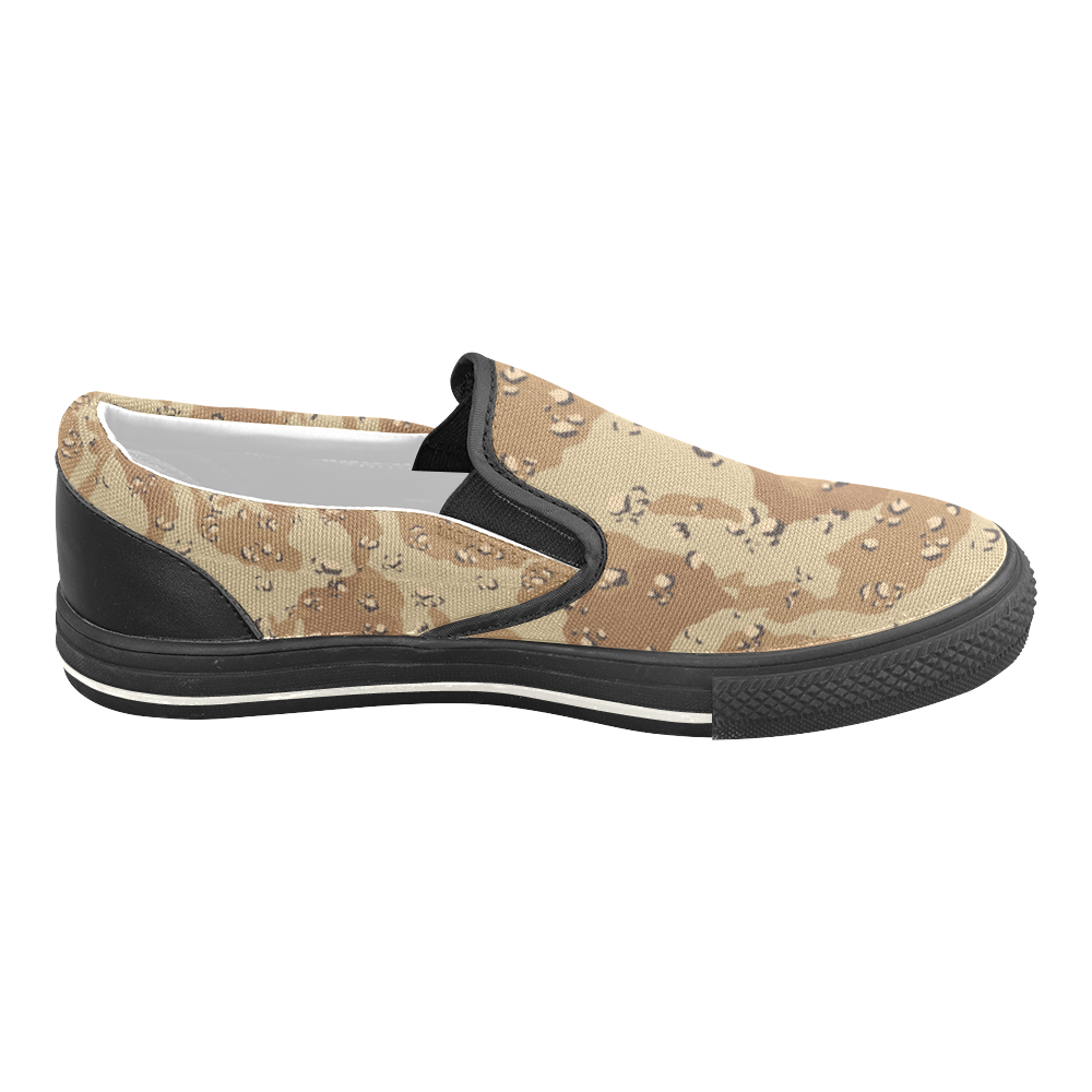 Vintage Desert Brown Camouflage Women's Slip-on Canvas Shoes/Large Size (Model 019)