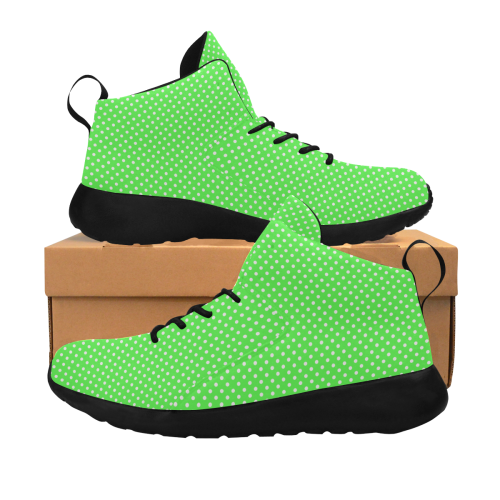 Eucalyptus green polka dots Women's Chukka Training Shoes/Large Size (Model 57502)