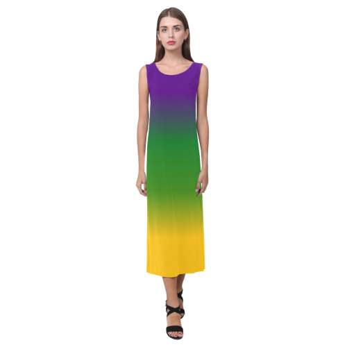 Mardi Gras Gradient Phaedra Sleeveless Open Fork Long Dress (Model D08)