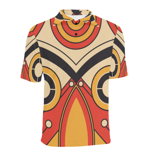 Geo Aztec Bull Tribal Men's All Over Print Polo Shirt (Model T55)