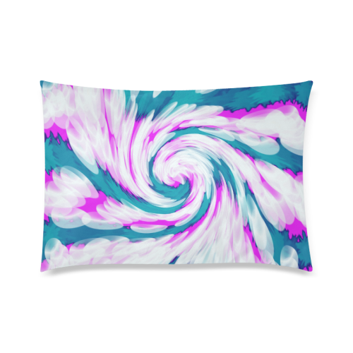 Turquoise Pink Tie Dye Swirl Abstract Custom Zippered Pillow Case 20"x30"(Twin Sides)