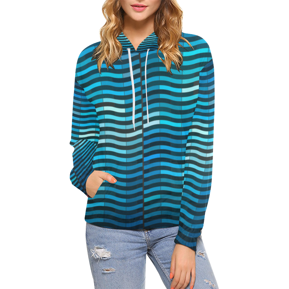 bluewave All Over Print Hoodie for Women (USA Size) (Model H13)