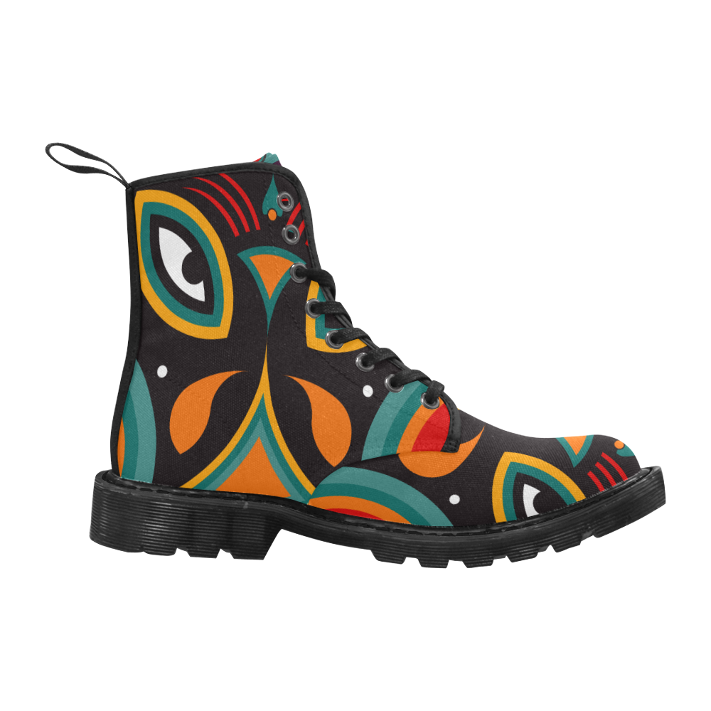 ceremonial tribal Martin Boots for Men (Black) (Model 1203H)