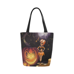Halloween, girl with pumpkin Canvas Tote Bag (Model 1657)