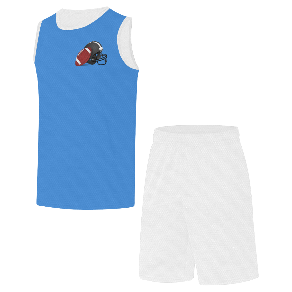 Football and Football Helmet Sports Blue and White All Over Print Basketball Uniform