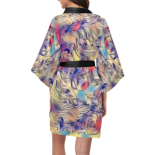 Cosmic Unicorn Silk Splash Kimono Robe