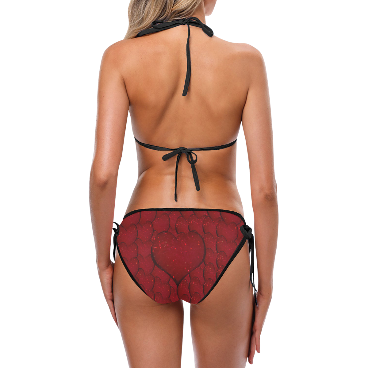 Sangria Hearts Custom Bikini Swimsuit (Model S01)