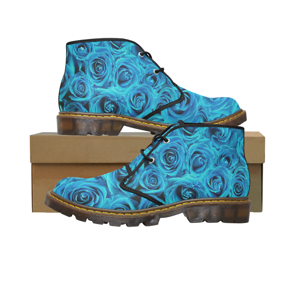 FLORAL DESIGN 15 Women's Canvas Mid-Top Boots (Model 2402-1)