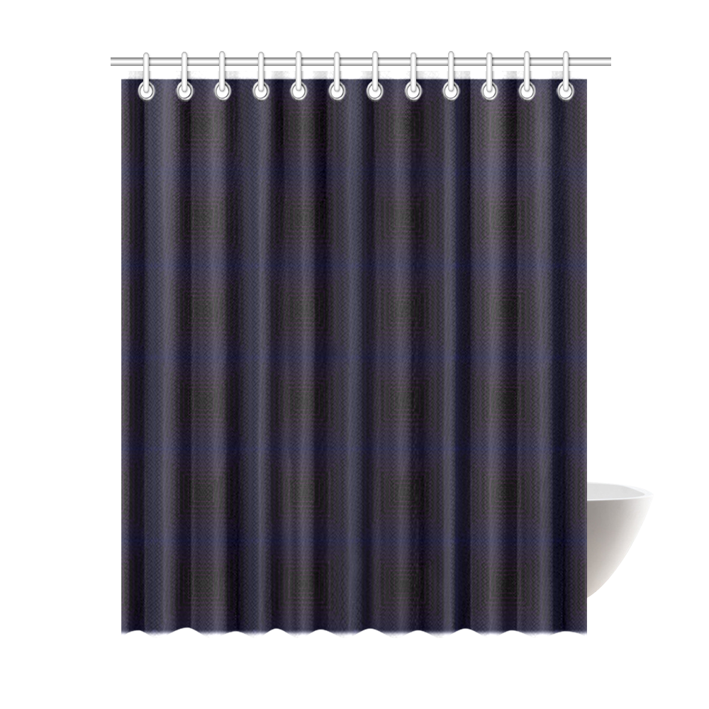 Royal blue on black squares Shower Curtain 69"x84"