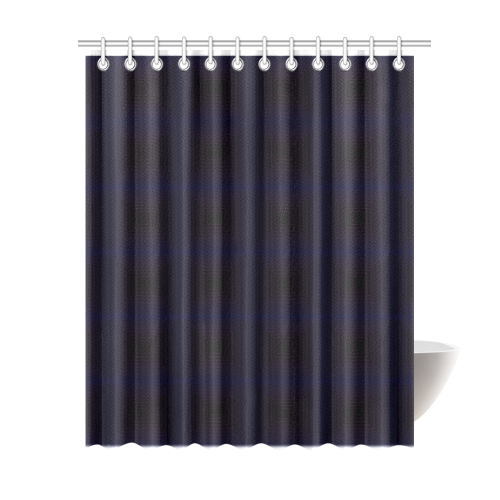 Royal blue on black squares Shower Curtain 69"x84"