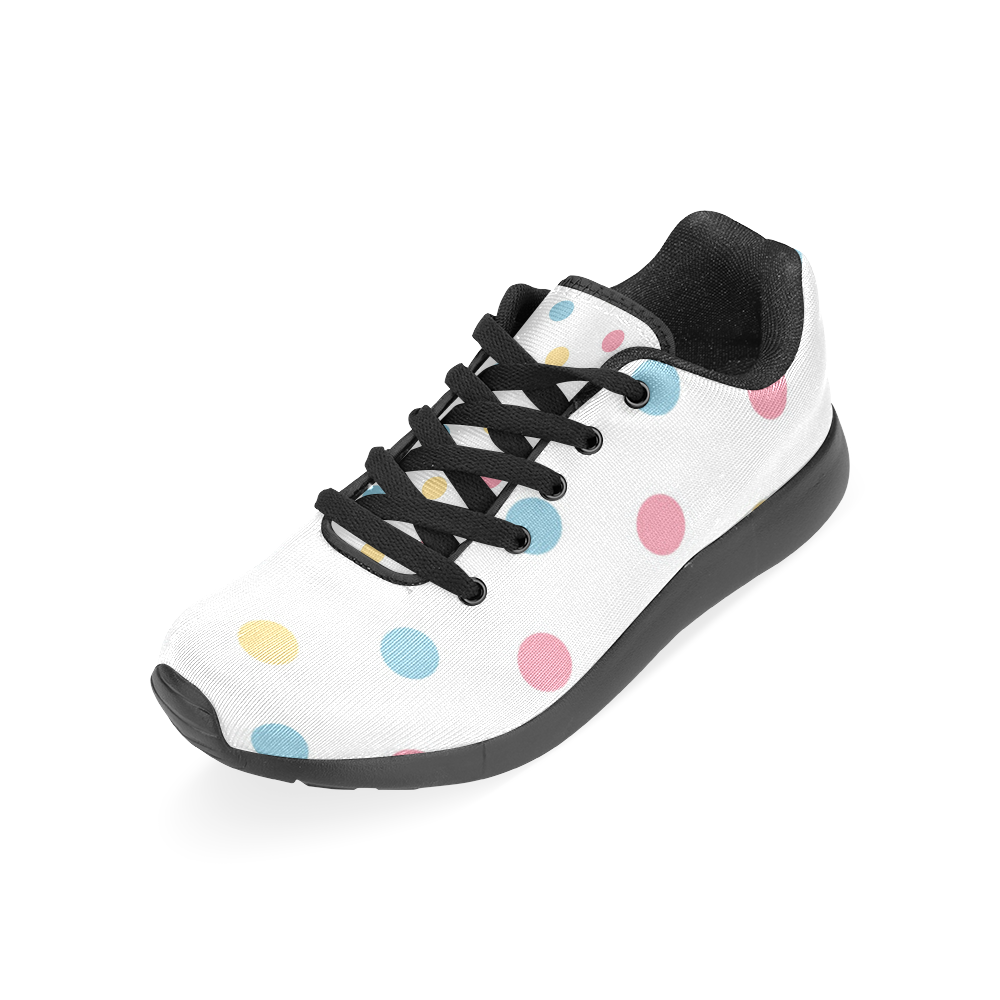PINK SWEET DOTS ON WHITE Men's Running Shoes/Large Size (Model 020)