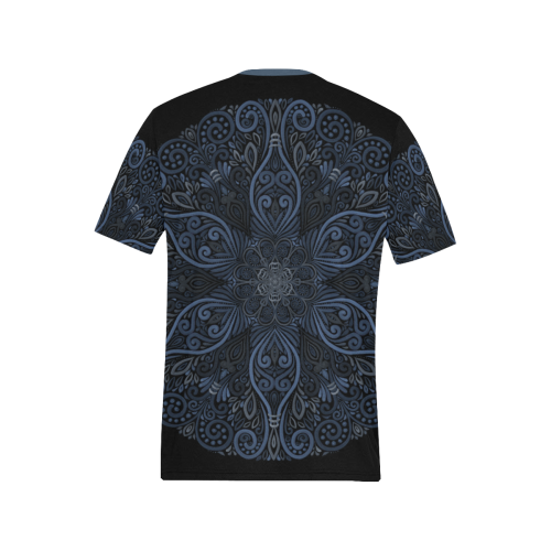 Blue Mandala Pattern with 3D effect Men's All Over Print T-Shirt (Solid Color Neck) (Model T63)