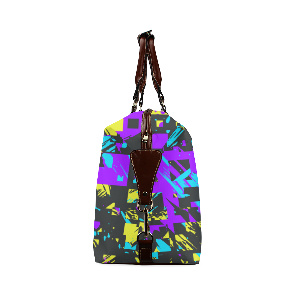 Purple yelllow squares Classic Travel Bag (Model 1643) Remake
