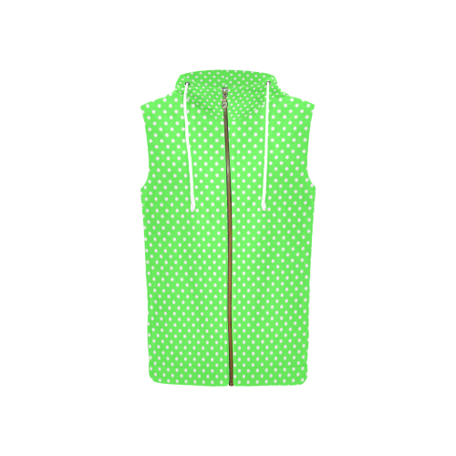 Eucalyptus green polka dots All Over Print Sleeveless Zip Up Hoodie for Women (Model H16)