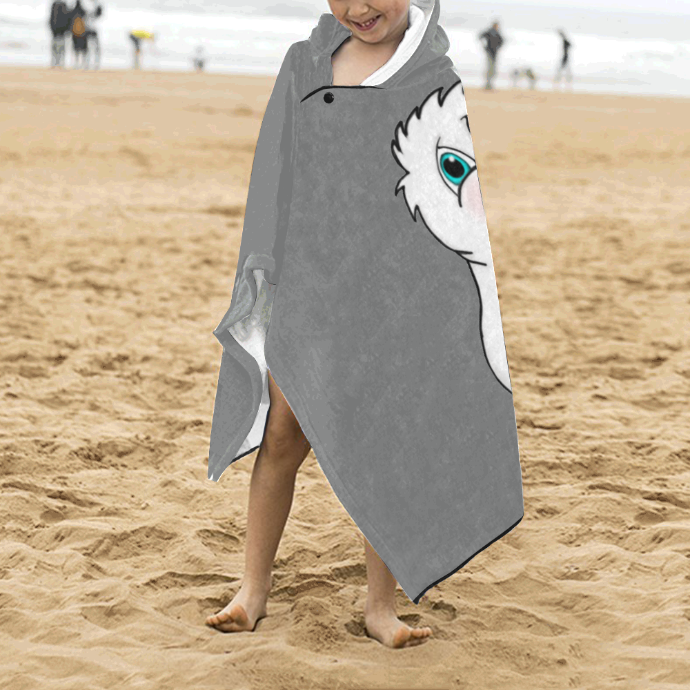 Surprised Seal Grey Kids' Hooded Bath Towels