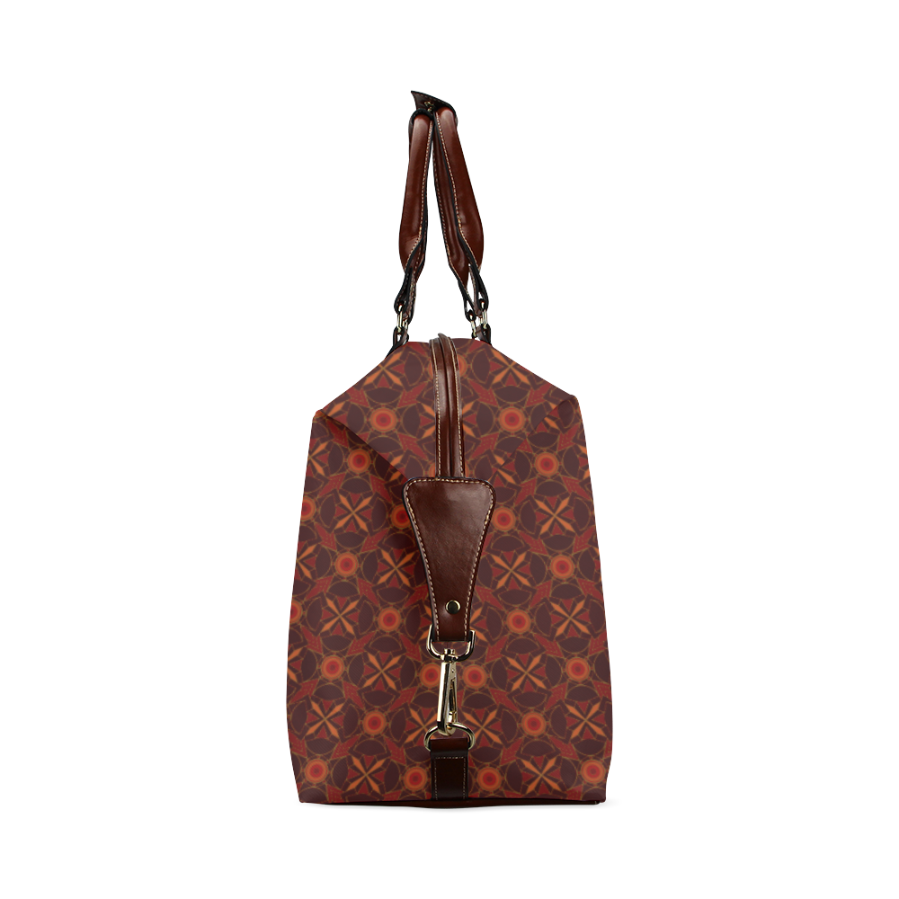 Brown Geometric Pattern Classic Travel Bag (Model 1643) Remake