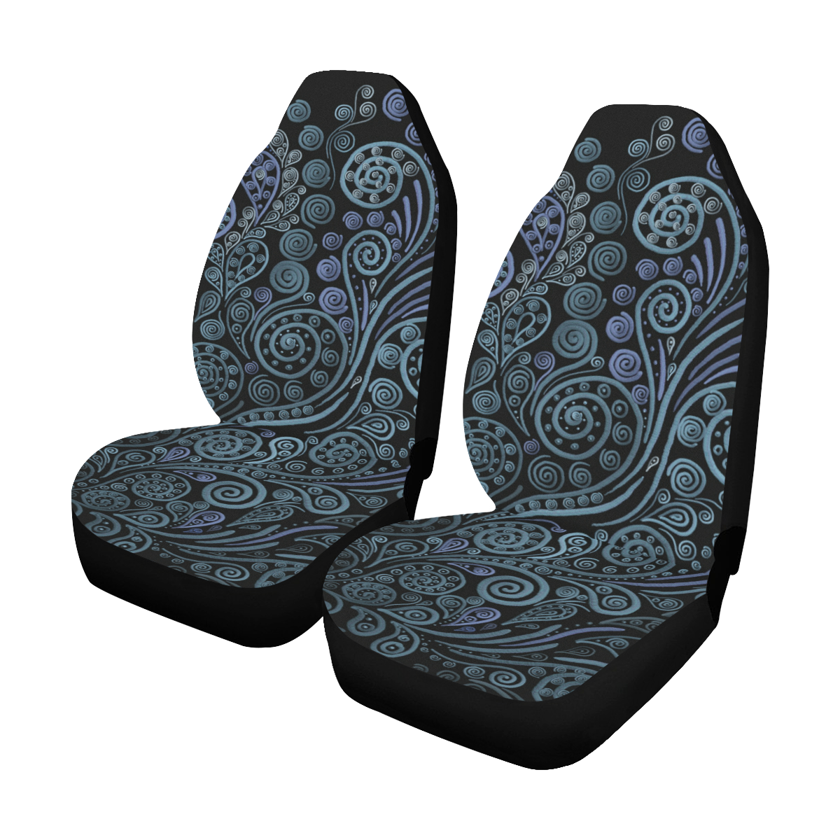 3D psychedelic ornaments, blue Car Seat Covers (Set of 2)