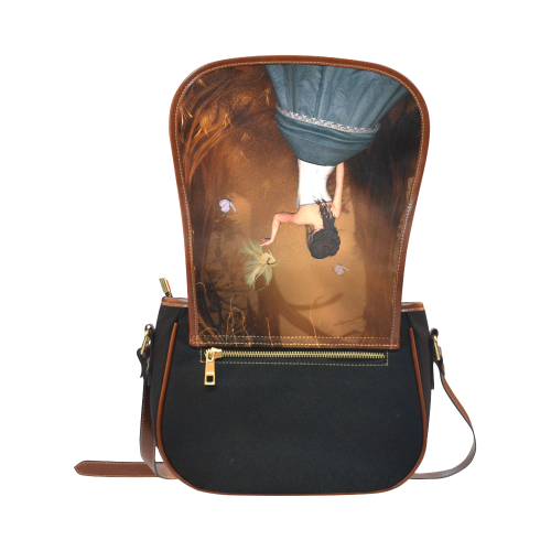 Fairy with fantasy bird Saddle Bag/Small (Model 1649)(Flap Customization)