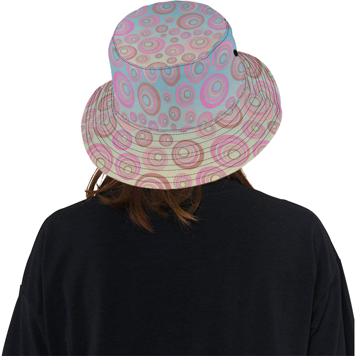Retro Psychedelic Pink and Blue All Over Print Bucket Hat