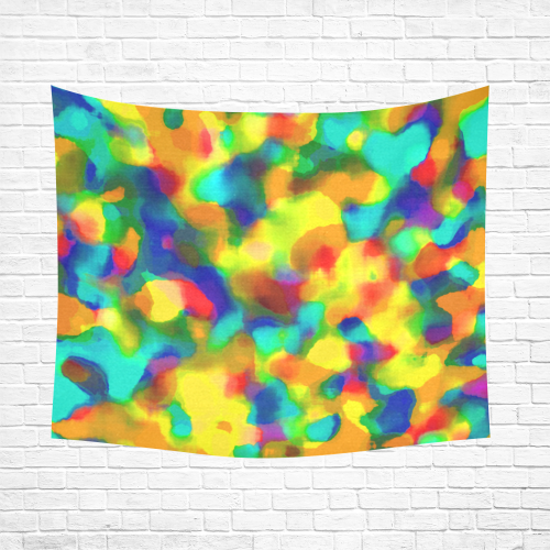 Colorful watercolors texture Cotton Linen Wall Tapestry 60"x 51"