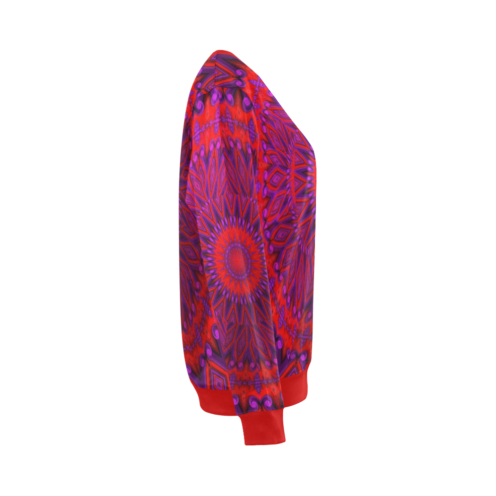 Indian Blanket Under Glass Fractal Mandala All Over Print Crewneck Sweatshirt for Women (Model H18)