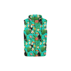 Tropical Summer Toucan Pattern All Over Print Sleeveless Zip Up Hoodie for Kid (Model H16)