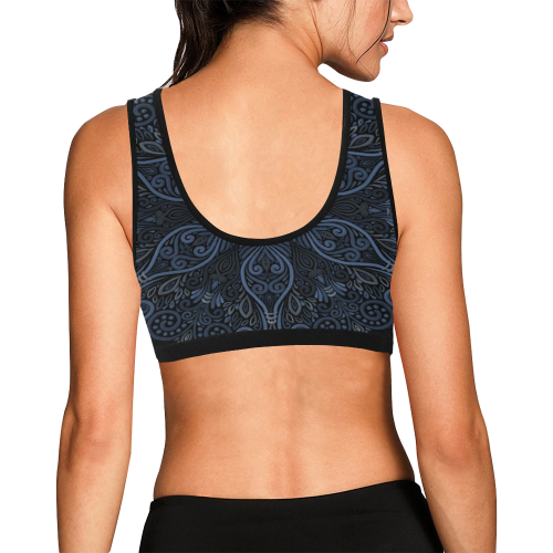 Blue Mandala Pattern with 3D effect Women's All Over Print Sports Bra (Model T52)