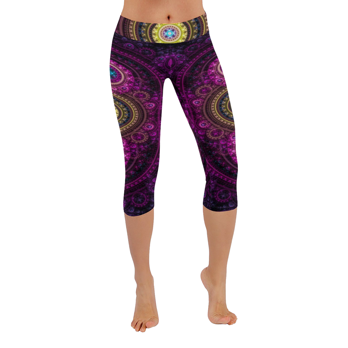Purple Sphere Women's Low Rise Capri Leggings (Invisible Stitch) (Model L08)