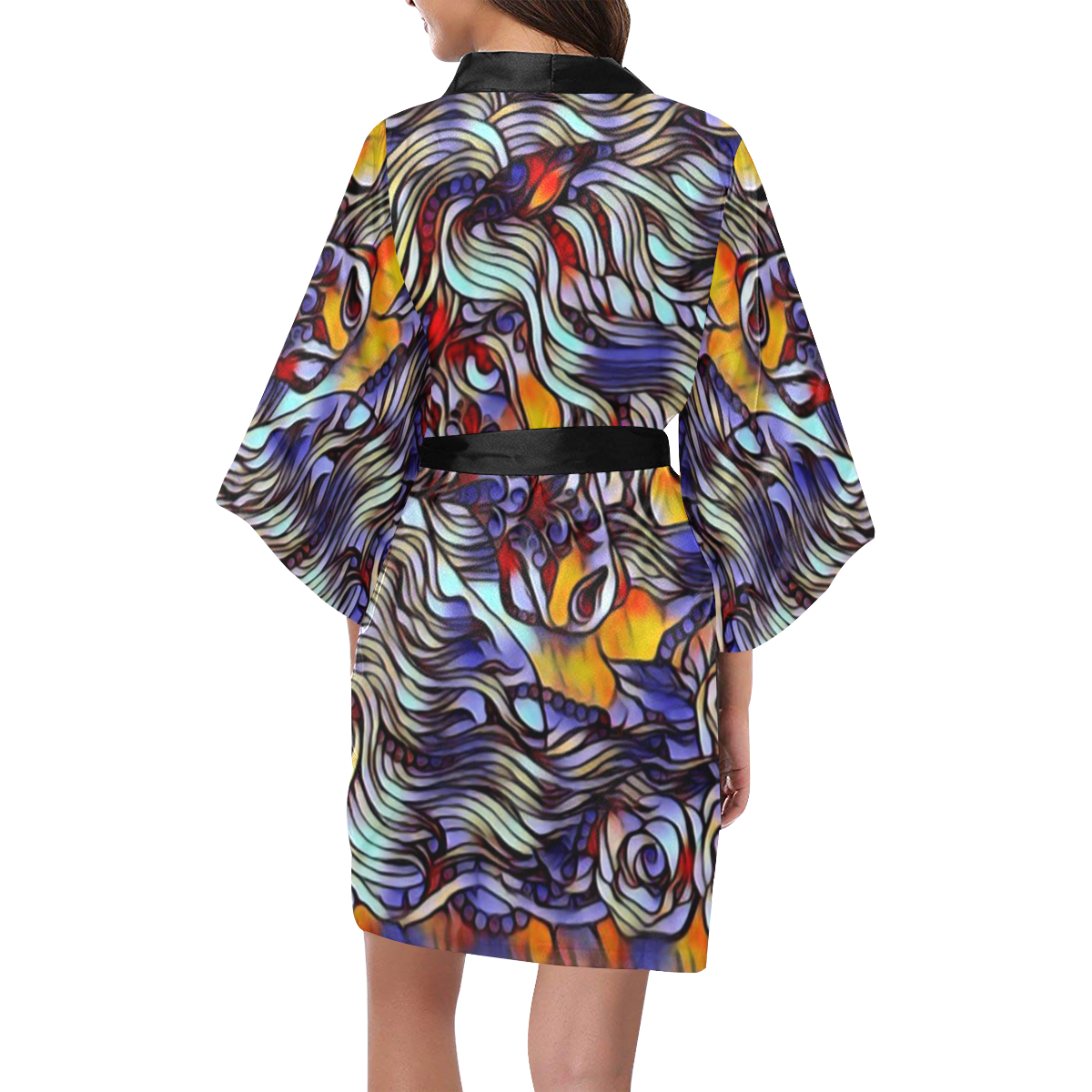 Cosmic Unicorn Silk Splash Art Kimono Robe