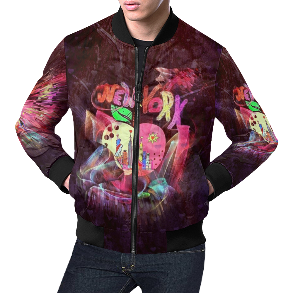 New York Popart by Nico Bielow All Over Print Bomber Jacket for Men/Large Size (Model H19)