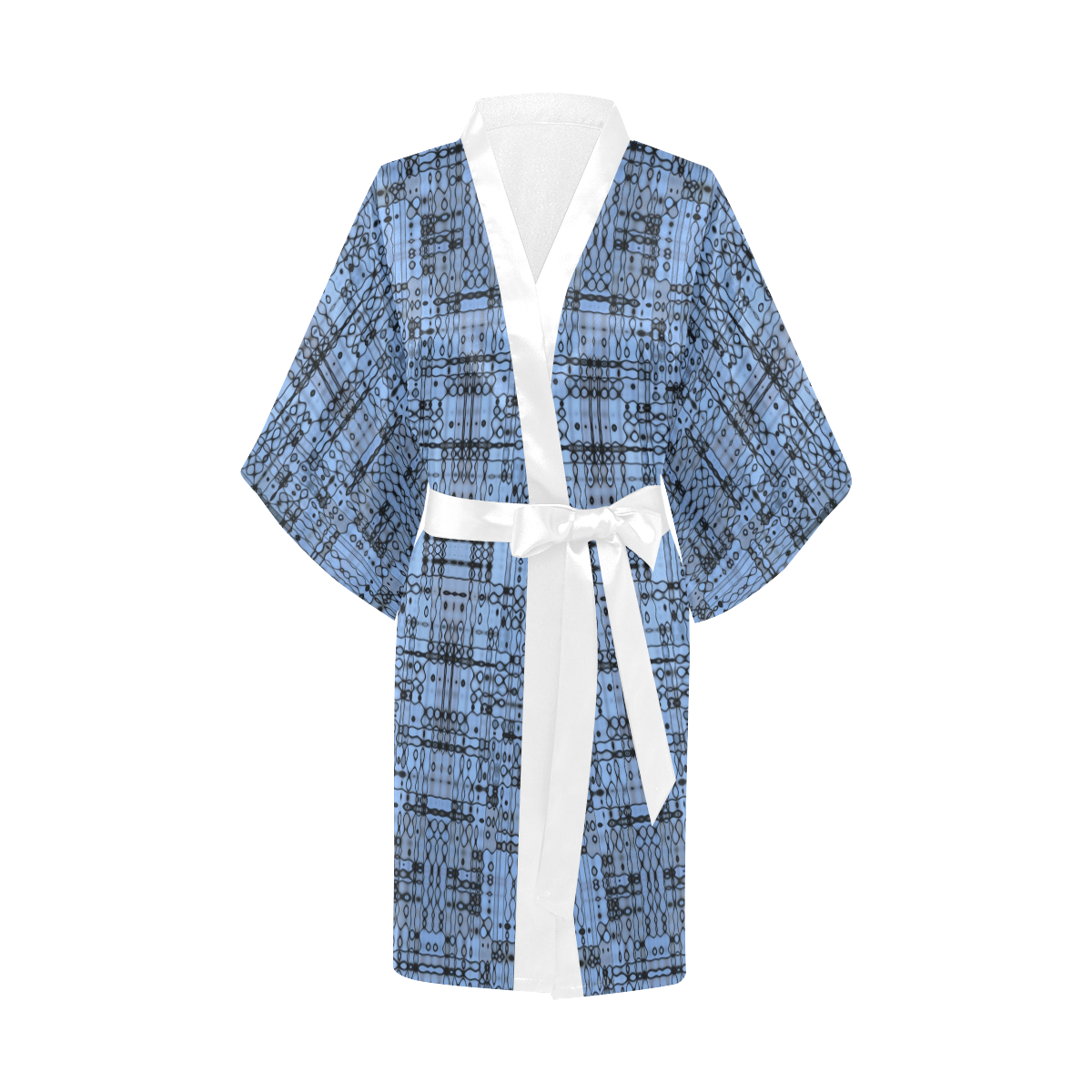 Retro Abstract Cornflower Blue Kimono Robe