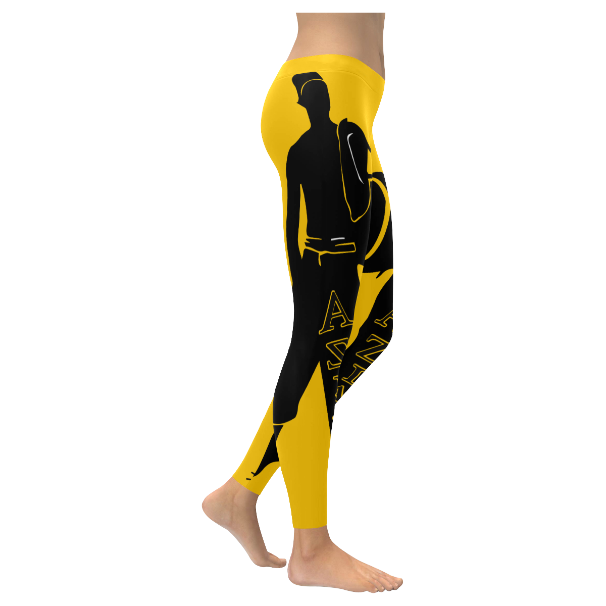 Aziatic Black & Yellow 23 Women's Low Rise Leggings (Invisible Stitch) (Model L05)