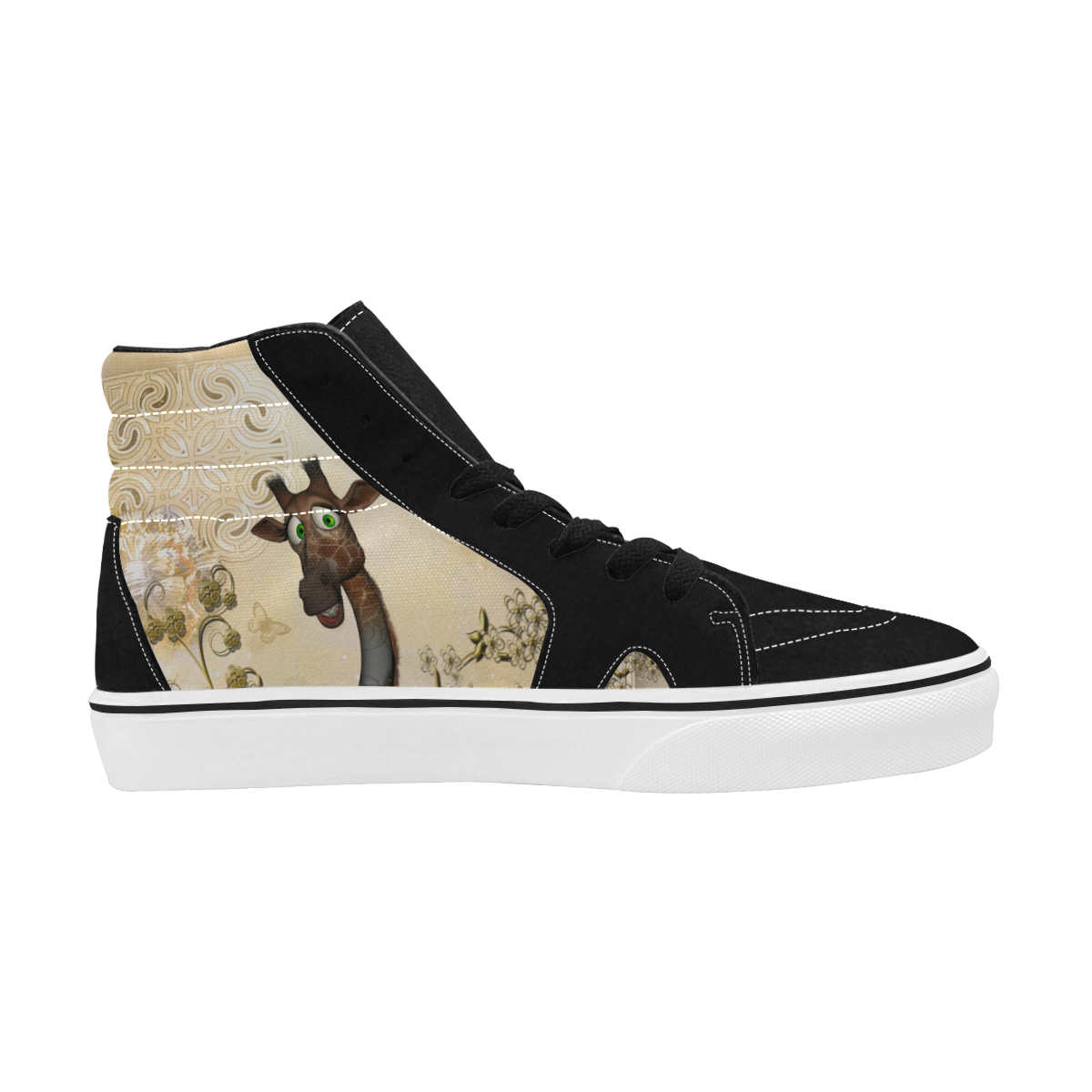 Funny steampunk giraffe Women's High Top Skateboarding Shoes (Model E001-1)