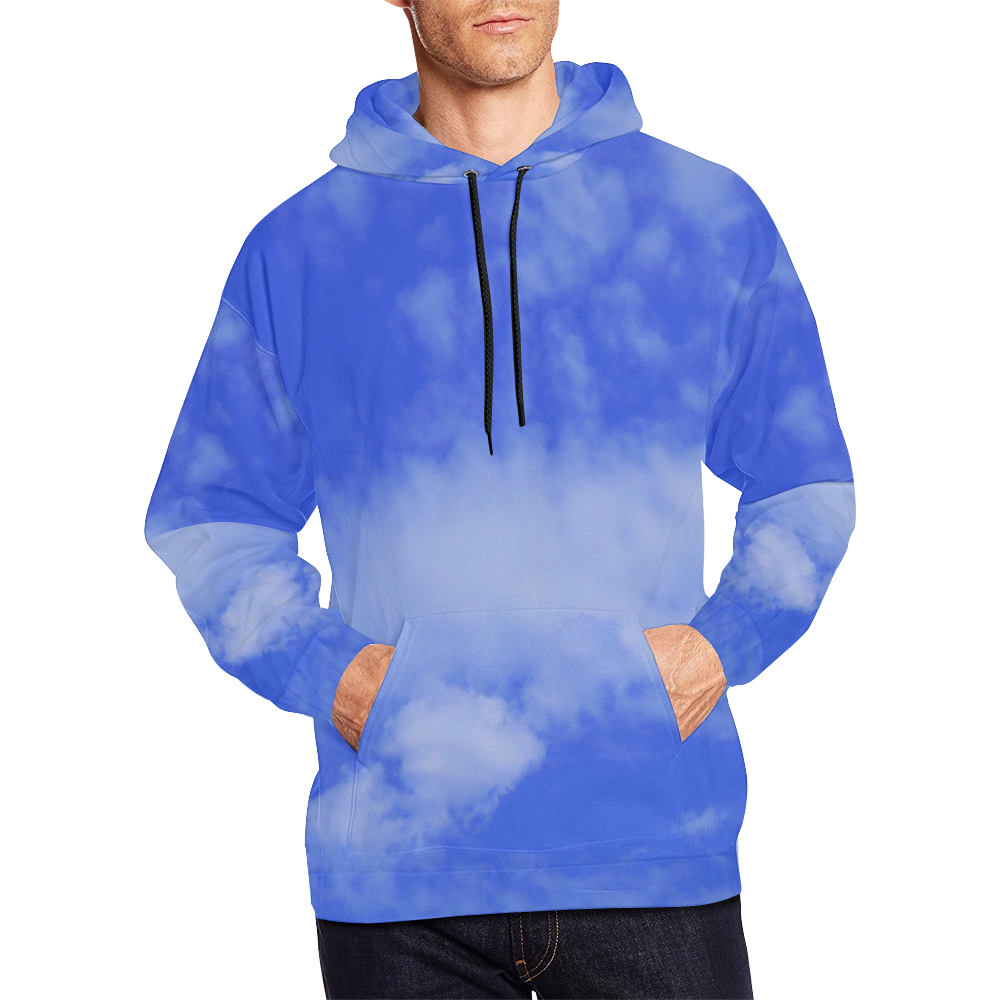 Blue Clouds All Over Print Hoodie for Men (USA Size) (Model H13)